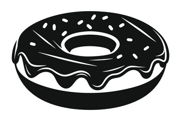 donut silhouette line art vector illustration with a white background