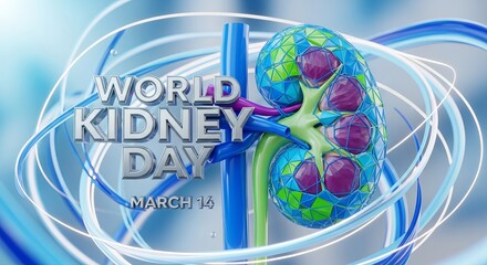 World Kidney Day March 14 Celebration with Colorful Kidney Model