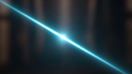 Abstract bright glowing laser light beam effect across dark background