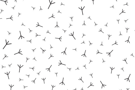 Trace of birds, seamless vector pattern. Hand drawn chicken footprints in childish style. Chicken traces naive background.