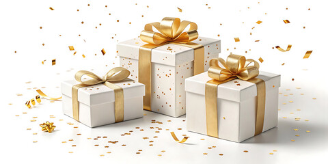 Gifts of Joy and Celebration: Capturing the essence of giving, these meticulously adorned gift boxes, tied with ribbons and sprinkled with confetti, convey a spirit of generosity, joy.