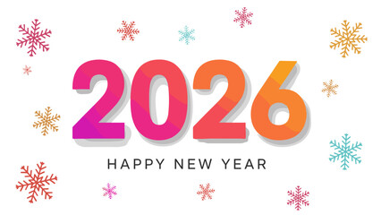 Happy New Year 2026 Red Typography Greeting Design