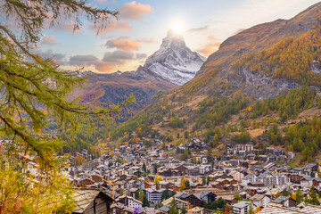 Zermatt,  Switzerland Alpine Village with the Matterhorn