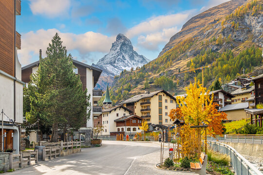 Zermatt,  Switzerland Alpine Village with the Matterhorn