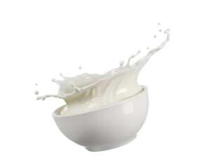 Milk Splash in White Bowl