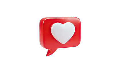 3D Heart Speech Bubble: Loving Message on White Background