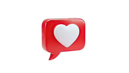 3D Heart Speech Bubble: Loving Message on White Background