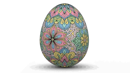 Ornate Easter Egg with Intricate Floral Mandala Design, Pastel Colors