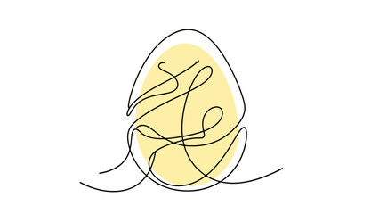Minimalist Easter Egg Art with Yellow Splash, Abstract Single Drawing