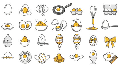 Diverse Collection of Egg Icons, Vector Illustrations for Food and Easter Themes