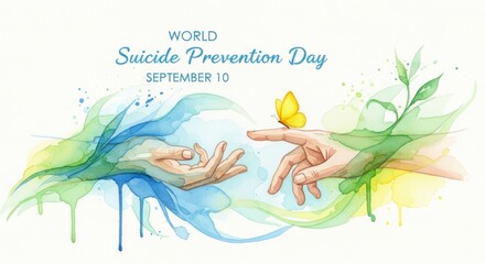 World Suicide Prevention Day September 10 Artwork with Hands and Butterfly