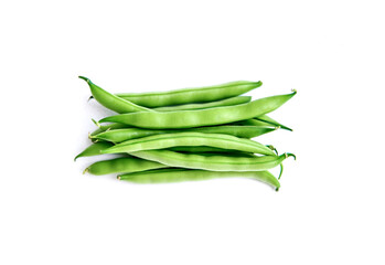 Fresh green beans isolated on white background
