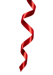 Red Satin Ribbon Curl on White