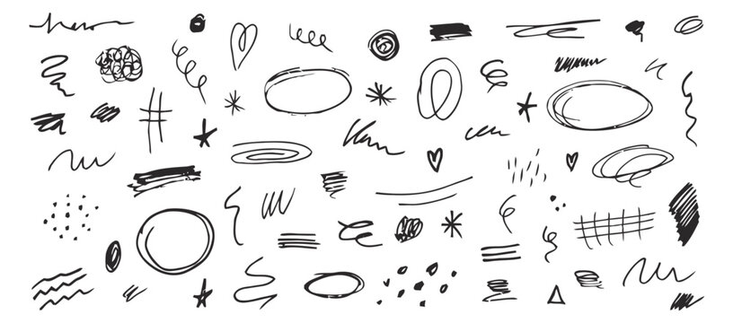 Abstract hand drawn scribbles and shapes doodle