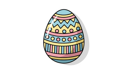 Colorful Decorated Easter Egg with Geometric Patterns and Stripes, Isolated