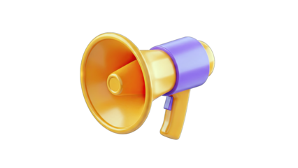 3D Megaphone Announcing Information on White Background