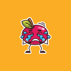 Crying Sad Red Apple Character Design