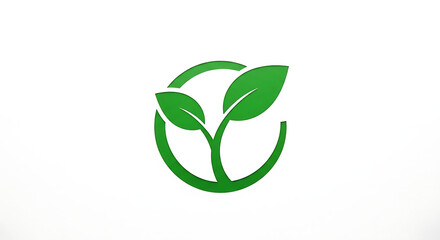 Green leafy logo with circular arrow on white background symbolizing eco friendly growth and sustainability