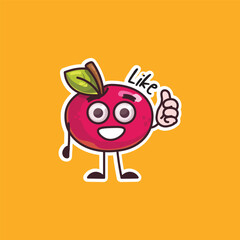Thumbs Up Red Apple Positive Sticker