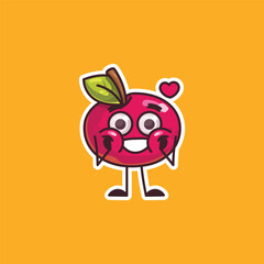 Smiling red Apple Love Heart Emoji