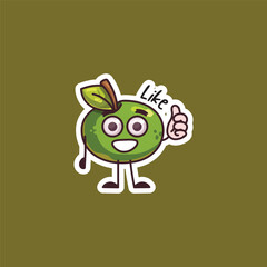 Thumbs Up Green Apple Positive Sticker