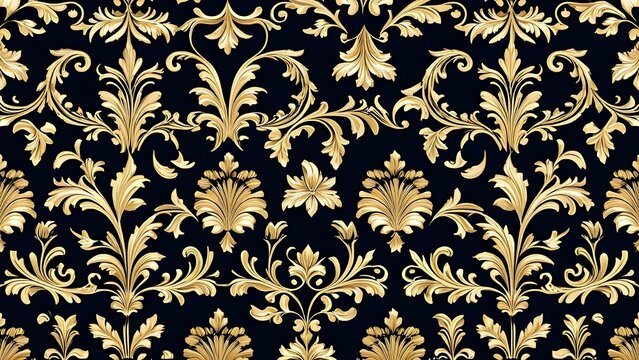 Gilded Victorian: Luxury Wallpaper Background
Seamless Baroque: Black and Gold Fabric Texture
Regal Gold: Ornate Vector Pattern