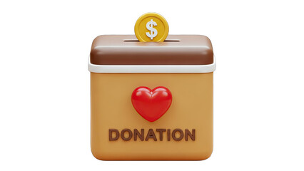 Donation Box with Coin: Giving for Charity Concept