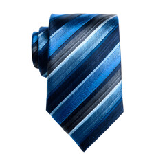 Sophisticated Classic Blue Striped Tie on White Background