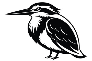 kingfisher silhouette line art vector illustration with a white background