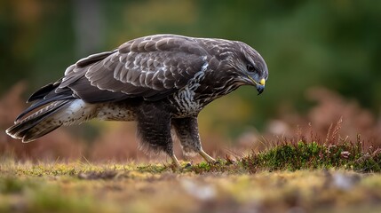 Bald eagle in flight against a blue sky, an isolated raptor with outstretched wings soaring for prey