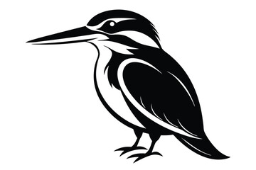 kingfisher silhouette line art vector illustration with a white background