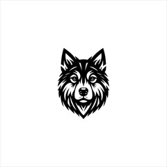 Fototapeta premium Dog head silhouette arranged as a clean black vector emblem design. Animal icon concept