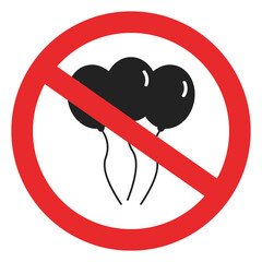 Isolated illustration of a sign prohibiting the carrying of balloons in this area. No balloons sign.