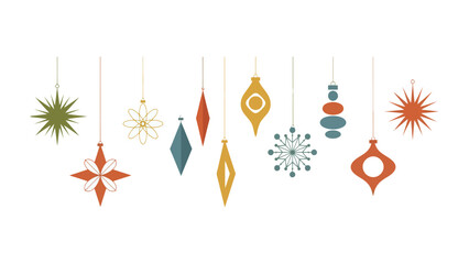 Festive Ornaments: An array of colorful ornaments, each with unique designs, are suspended, creating a visual display. A seasonal scene evoking a sense of festive delight. 