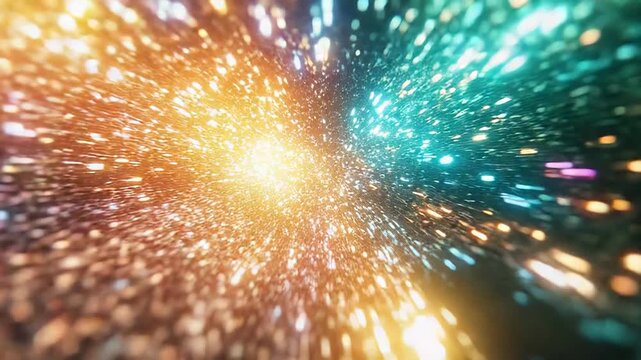 Colorful glitter exploding in abstract light particles creating a vibrant motion background