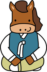Hanbok Horse Character Illustration