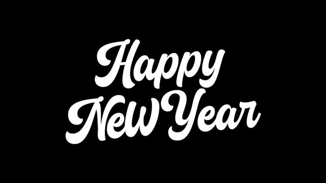 Happy New Year Lettering Animation in Black Background