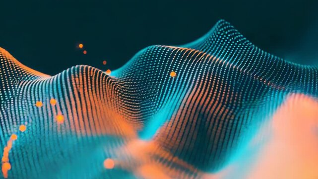 Abstract data particles forming flowing wave network