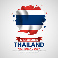 Thailand national day with Grunge brush painted flag style for square banner background