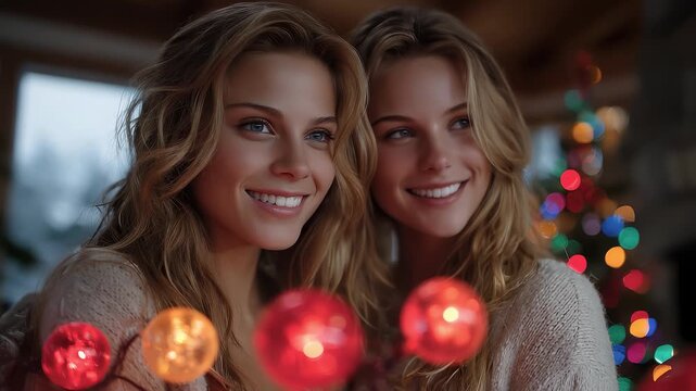 Warm Christmas Eve Sisters Deep Affection Shining Lights