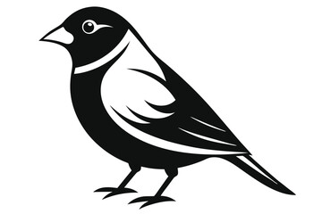 Obraz premium finch silhouette line art vector illustration with a white background