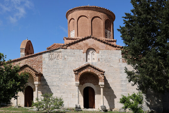 The medieval monastery complex of St. Mary is surrounded by the ancient ruins of the Archaeological Park of Apollonia