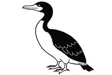 Fototapeta premium cormorant silhouette line art vector illustration with a white background