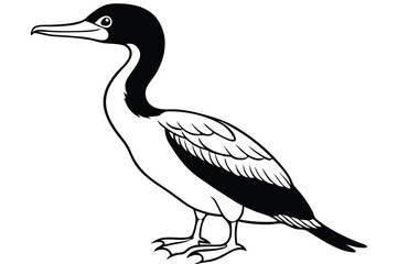 Fototapeta premium cormorant silhouette line art vector illustration with a white background