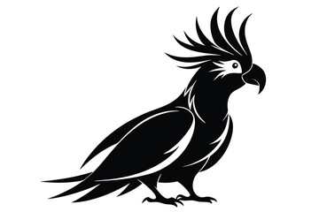 Obraz premium cockatoo silhouette line art vector illustration with a white background