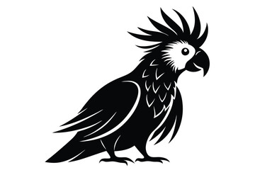 Obraz premium cockatoo silhouette line art vector illustration with a white background