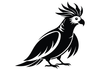 Obraz premium cockatoo silhouette line art vector illustration with a white background