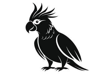 Obraz premium cockatoo silhouette line art vector illustration with a white background