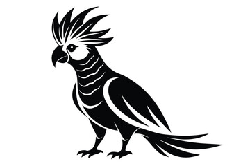 Obraz premium cockatoo silhouette line art vector illustration with a white background
