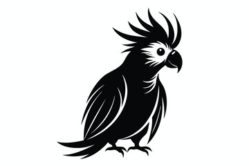 Obraz premium cockatoo silhouette line art vector illustration with a white background